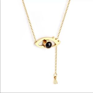 NWT gold plated eye pendant chain necklace